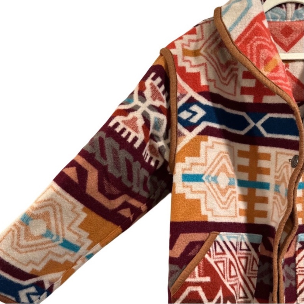 Justin Kraff Reversible Wool Car Coat Southwestern Oversized 12-14 Medium/Large - Picture 6 of 16
